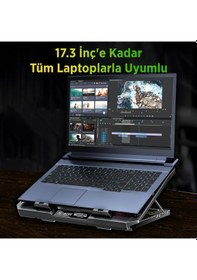 Resim Juo Odin Rgb Işıklı Gaming 2200rpm Çift Fan Led Display Laptop Notebook Soğutucu Stand 