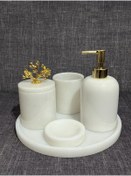 Resim Beyaz Mermer Banyo Seti 5'li 