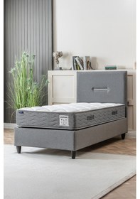 Resim Cennet Yatak Jasmine Serisi Tek Kişilik Sandıklı Baza Ve Başlık Full Ortopedik Paket Yaylı Yatak Takımı 3 Lü Set 90 x 190 