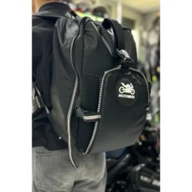 Resim Motobros Su Geçirmez Karbon Desenli Deri Motosiklet Sırt Çantası – Reflektörlü, Kask Bölmeli, Günlük ve Seyahat İçin 