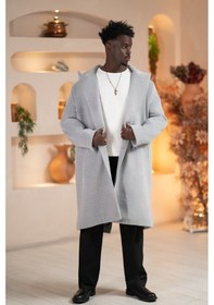 Resim Akçaylar İtalyan Geniş Yaka Oversize Bol Kesim Salaş Uzun Kaban Gri 