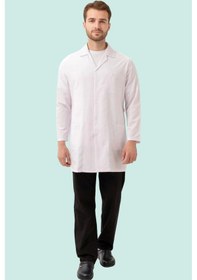 Resim Uzun Kollu Erkek Laboratuvar Önluğu İş Güvenliği Hedera Önlük Renk Düğmeli Temiz Görünümlü Beyaz 