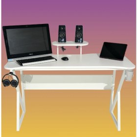 Resim Özel Tasarım Oyuncu Masası 135 cm Bardaklık ve Kulaklık Tutucu Hediye 