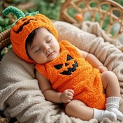 Resim Halloween Kabak Kolye Seti Bebek Kolsuz Üçgen Romper Kabak Şapka Yaprak Sevimli Paket, Açık Hava için 
