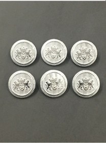 Resim Trençkot Ve Kaban Düğmesi Gümüş Metal 6 Lı Set / Çift Aslan Mode 