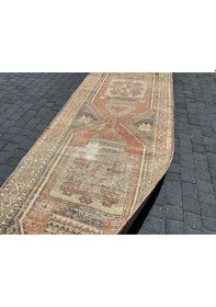 Resim El Dokuması Yün Yolluk 102x290 Eskitme Kiremit Malatya Halısı Kiremit 