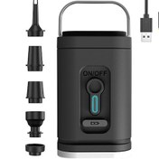 Resim Neevoyu Usb Şarjlı Dışarıda Kullanım Akülü Hava Pompa - 200l/dk Hızlı Şişirme/boşaltma, Led Işık Ve 5 Fişli - Siyah 1200mah Dahili Batarya 