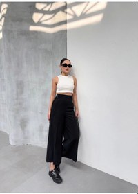 Resim 230 Gr Poly Viscose Full Lycra Metal Toka Aksesuarli Pantolon Siyah 