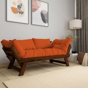 Resim Woodesk Adalar Masif Ceviz-Turuncu Renk 2li Kanepe CPT8173-210 