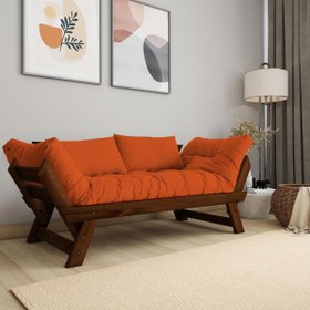 Resim Woodesk Adalar Masif Ceviz-Turuncu Renk 2li Kanepe CPT8173-210 