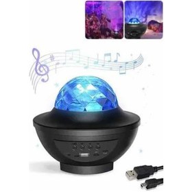 Resim Muratech Masa Ve Gece Lambası Renkli Projektör Işıklı Disko Topu Bluetooth Hoparlör Çok Renkli 