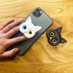 Resim 3D Karikatür Kedi Telefon Tutucu Standı, Ayarlanabilir Destek Açısı ile Katlanabilir Masa Tutucu, Dayanıklı ABS Malzeme, Tüm Tip Telefonlar için Şık ve Uygundur, Taşınabilir ve Rahat Tasarım 