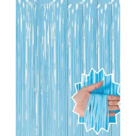 Resim Soft Mavi Püsküllü Kapı Perdesi 