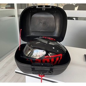 Resim MKG Kral Motor Kr 41 Box 33 Lt Bagajlı Motorsiklet Çantası Kırmızı Reflektörlü Arka Bagaj 