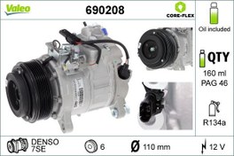 Resim VALEO 690208 | Klima Kompresörü F11 / F12 / F13 / F15 / F30 / F31 / F32 / F33 / F34 10 > 18 