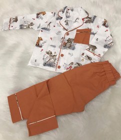 Resim The Soft Concept Çocuk Pijama Takımı Pamuklu Poplin - Kahverengi Orman 