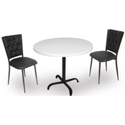 Resim Beymobilya Indigo Werzalit Yuvarlak - Kapitoneli Fiskos Seti (70 Cm Çap) 