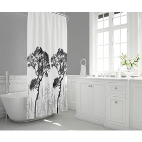 Resim Zethome Tropik Banyo Duş Perdesi 3391 Tek Kanat 1X180X200 Mavi 
