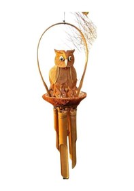 Resim Coconat Yuvalı Yavrulu Baykuş Bambu Rüzgar Çanı 90 Cm 