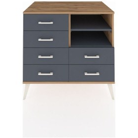 Resim Kronos Şifonyer 2 Raflı 6 Çekmeceli 88x59x80 Çam-antrasit Antrasit 