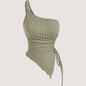 Resim Asimetrik Kolsuz Kâtânâ Râbbânânânânânânânânânânâ Kadânânânânânânânânânânânâ Polyester Trikot Vesti, Plaj Giyimi, Batâ Western Stili, Dâşânâ Camisole ile Drawstring, Tâm Mevsimler 