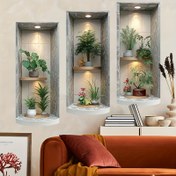 Resim 3 adet Modern 3D Etkili Duvar Saksı Bitkisi Çıkartmaları - Kendinden Yapışkanlı, Kolay Kurulum ve Çıkarma, Yüksek Kaliteli Malzeme ile Oturma Odası, Yatak Odası, Yemek Odası Arka Plan Dekoru, Yeşillik Vurgusu, Yatak Odası Geliştirme, Çağdaş Tarz, Dayanıklı Yapıştırıcı 