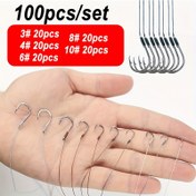 Resim 100 Adet/Set 3# 4# 6# 8# 10# Önceden Bağlı Balıkçılık Kancaları, PE İpli Yüksek Karbon Çelik Kanca, Tatlısu Balıkçılığı için Evrensel Boyut 