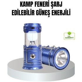 Resim Güneş Enerjili Kamp Lambası Şarjlı Taşınabilir Kompakt Açık Hava Işığı Beyaz 