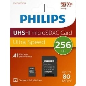 Resim Philips FM25MP45B/00 256GB CLASS10 Uhs-I U1 Tf Adaptörlü Micro Sdxc Hafıza Kartı 