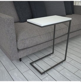 Resim Callen Beyaz Yan Sehpa & Tekerlekli Servis Sehpası Metal 