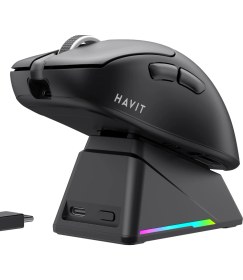 Resim Havit Gamenote MS955WB Rgb Wireless Gaming Mouse 3 Modlu + Ekranlı Şarj Istasyonu 