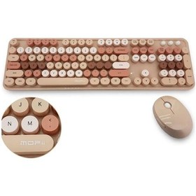 Resim Mofii Kahverengi Sweet Dm Combo Klavye Mouse Set Lazer 