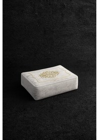 Resim Laura Kadife Gold Nakışlı Hurç Orta Boy 40x40x20 Cm Çeyizlik Nişan Düğün Gelin Bohçası Beyaz 