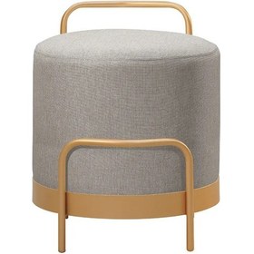 Resim Ella Ola Puf, Metal Halkalı Puf, Makyaj Oturağı ,puf Bench Montajsız Oturak Gold Metal Ayaklı Gri 