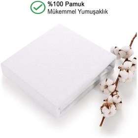 Resim Ozn Home %100 Pamuk Sivi Geçi Rmez Yatak Alezi Tek/çi Ft/battal Boy Koruyucu Çarşaf Alez Beyaz 