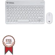 Resim Torima Tmk-08 Beyaz Kablosuz Bluetooth Klavye Mouse Seti 
