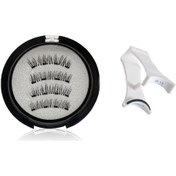 Resim Wezone Çift Manyetik Kirpik Seti - 4 Adet Doğal Görünümlü Kirpik + Beyaz Elma Kelepçe İle Hızlı Uygulama, Tekrarlı Kullanım 