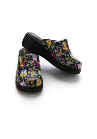 Resim Drmoon Baykuş Desenli Dolgu Taban Hakiki Deri Kadın Sabo Terlik Siyah 