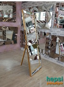 Resim Ayna Çerçeveli Model Altın Renk Ayaklı Boy Aynası Altın 