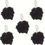 Resim 1/2/5 adet Duş Pufu Siyah Banyo Süngeri Duş Lufa Pouf Topu Mesh Gevşek Pudra Pufu, Lufa Duş Topu Vücut Yıkama Aparatı Erkekler ve Kadınlar için Zımba Banyo Süngeri 