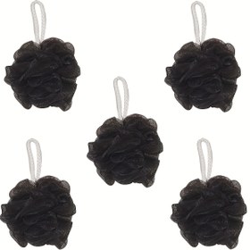Resim 1/2/5 adet Duş Pufu Siyah Banyo Süngeri Duş Lufa Pouf Topu Mesh Gevşek Pudra Pufu, Lufa Duş Topu Vücut Yıkama Aparatı Erkekler ve Kadınlar için Zımba Banyo Süngeri 