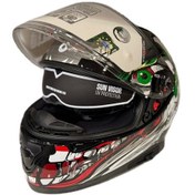 Resim Shiro Katana Sv Joker Kapalı Kask Beyaz - Kırmızı - Yeşil 