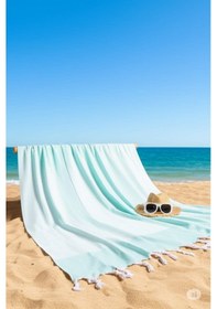 Resim Peştemal Plaj Havlusu 90x170 - Yumuşak, Emici Ve Şık Tasarım Turkuaz 