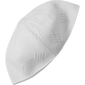 Resim 50'li Dokuma Örgü Desenli Takke Kaliteli Namaz Takkesi Beyaz 