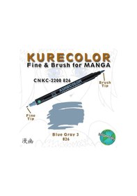 Resim Zig Kurecolor Fine & Brush For Manga Çizim Kalemi 826 Blue Gray 3 
