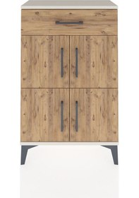 Resim Arges Komodin Tek Raflı Tek Çekmeceli 4 Kapaklı 60x30x96 Aytaşı-çam Aytası 