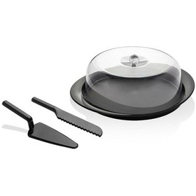 Resim Akrilik Mat Siyah Kek Fanusu Ve Servis Seti - 33 X 39 X 14 Cm Siyah 