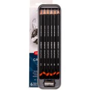 Resim Derwent : Graphic Pencil : Dereceli Kalem Seti : 6'lı Metal Kutu 
