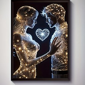 Resim 1 adet Soyut Çift Kalp Tasarımı Tuval Baskı, Modern Aşk Duvar Süsü Poster, Yaratıcı Çerçevesiz Duvar Sanatı, Oturma Odası, Yatak Odası, Ofis, Yemek Odası için Su Geçirmez Baskılı Sanat Eseri, Mükemmel Hediye ve Dekorasyon 
