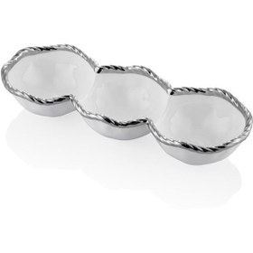 Resim Lamedore 1YW-E14S Wave Beyaz Silver 3 Gözlü Çerezlik 26x9x8cm 